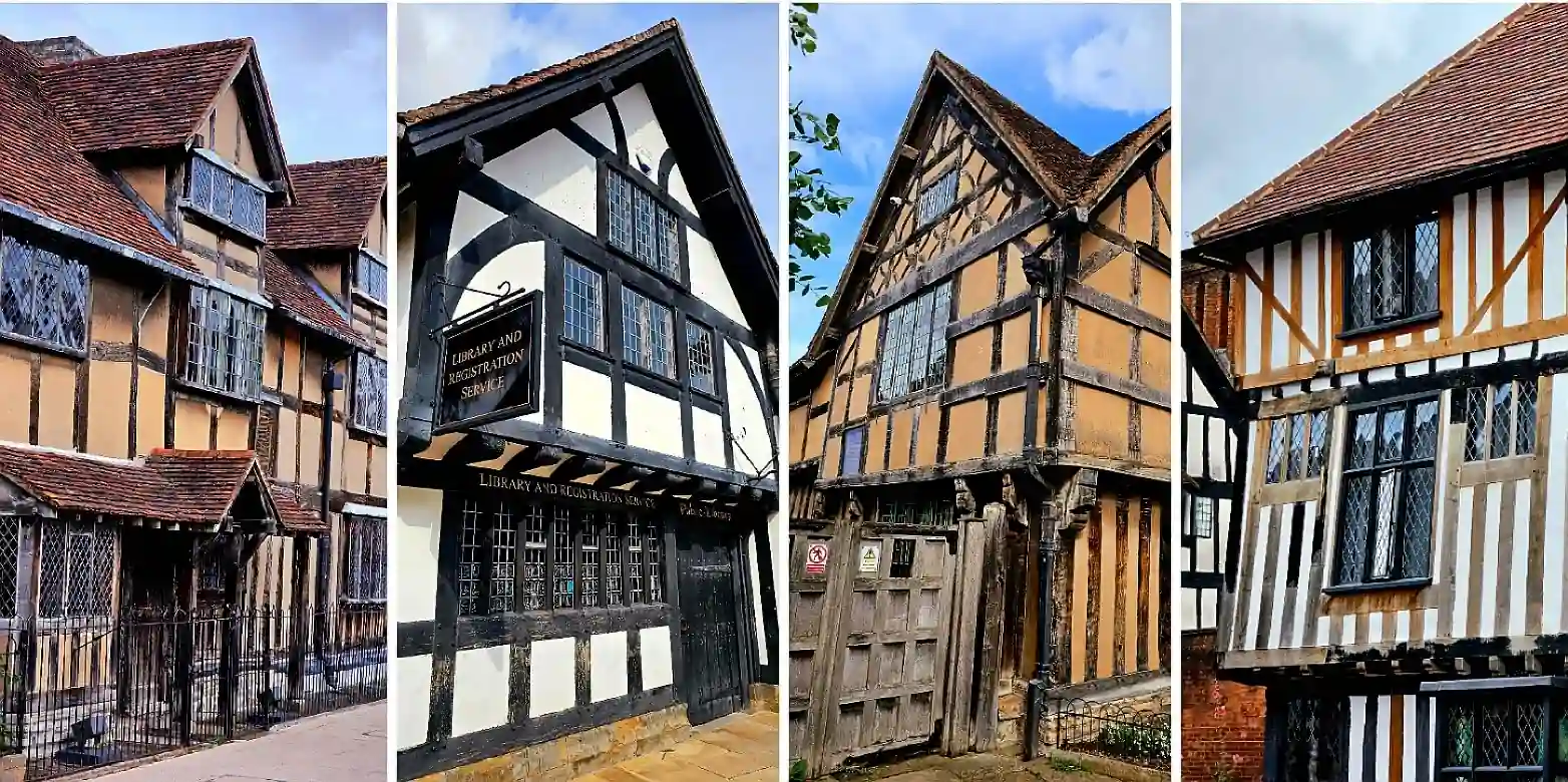 Stratford-upon-Avon — родина Шекспира — улица, пересекающая реку